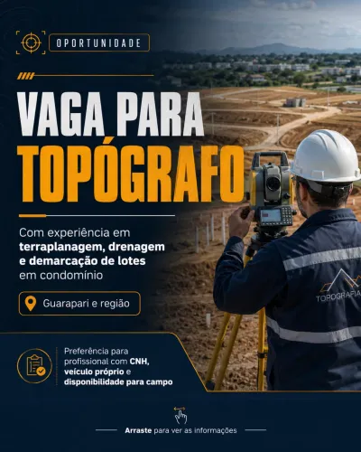 Vaga para topógrafo com experiência - região de Guarapari 