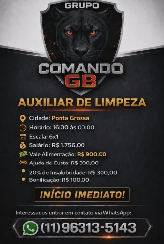 Vaga auxiliar de limpeza