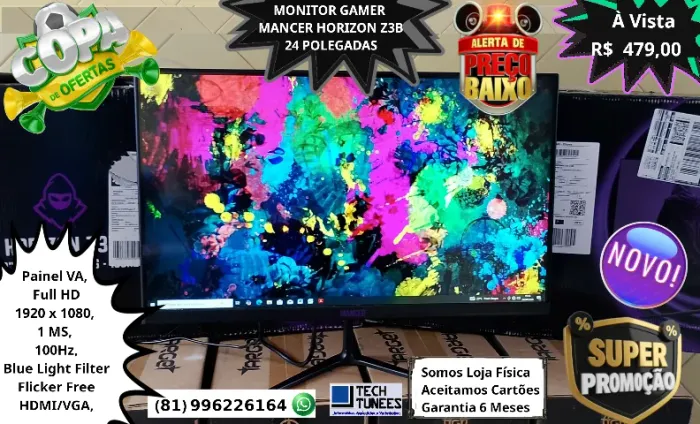 Monitor Mancer Z3B - 24 Polegadas - HDMI e VGA - Full HD 1920 x 1080 - 100hz - (Novo )!!