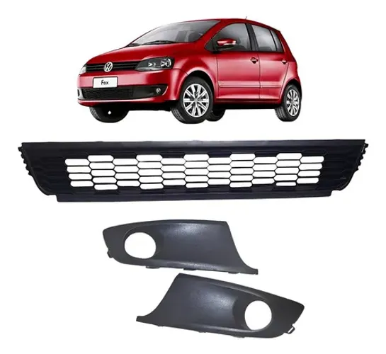 Kit Grade Inferior E Moldura Fox Spacefox 2010-2014 Com Furo Preto Fosco
