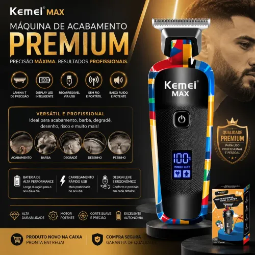 Máquina de Acabamento Kemei Max Profissional Sem Fio USB