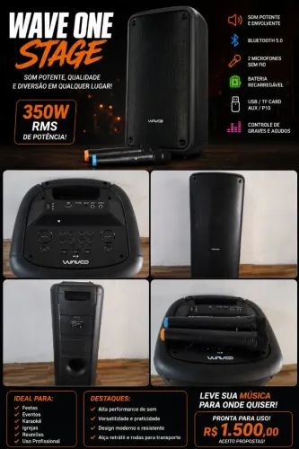 Caixa de som wave one amplificada