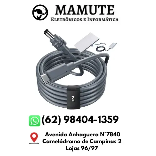 Cabo Alimentação Starlink Mini USB C para DC  2 metros 