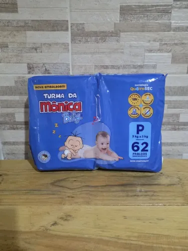 Fralda Turma da Mônica Baby Mega P 62 Unidades
