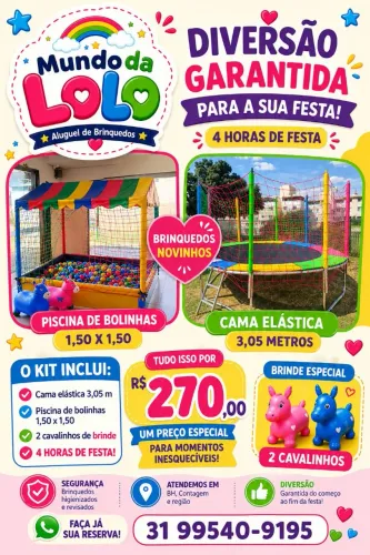 Combo Festa Infantil | Cama Elástica + Piscina de Bolinhas | R$ 270