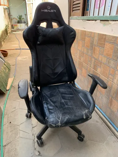 Cadeira Gamer Preta de Couro / Cadeira de Escritório Gamer