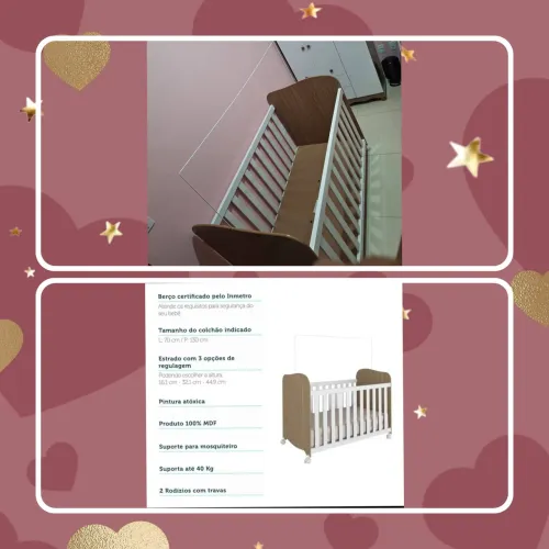 BERÇO 100 MDF COM RODINHA NOVO 
