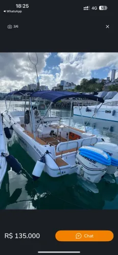Lancha 238 Fisherman 24 Pés Completa ? 2x Evinrude 115 HP, Teca, GPS/Sonar e Carretinha