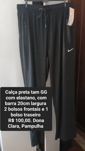 Calça esportiva masculina preta com elastano 