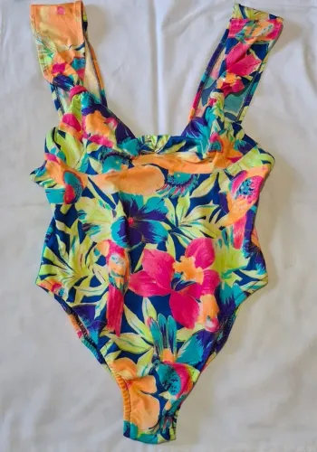 MAIÔ VINTAGE ANOS 90 ESTAMPA TROPICAL - BODY RETRÔ VERÃO
