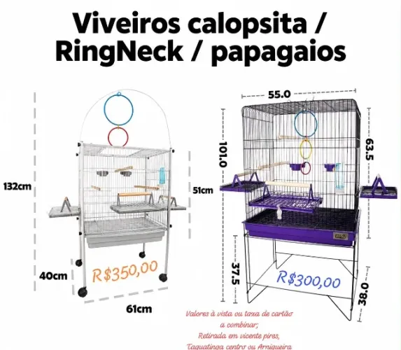 Gaiola triplex calopsita / RingNeck / papagaio