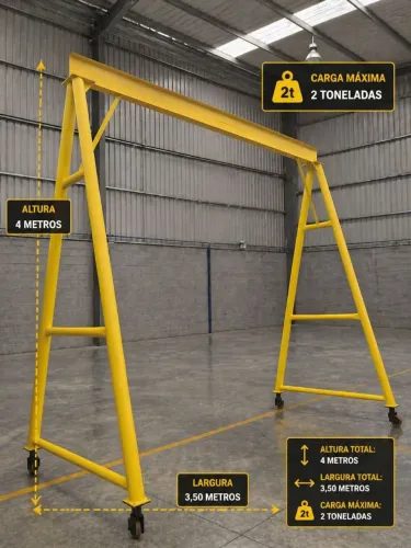 Portico ponte rolante com rodas para 2 toneladas