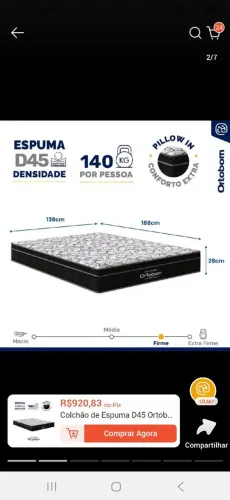 Colchão Ortobom Casal Artech NOVO Espuma D45