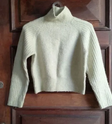 Blusa de tricô inverno cropped Zara verde menta Tam p