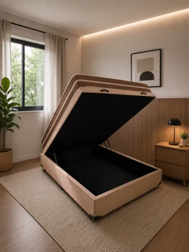 Cama Baú Casal com Colchão Molas Ensacadas PRONTA ENTREGA