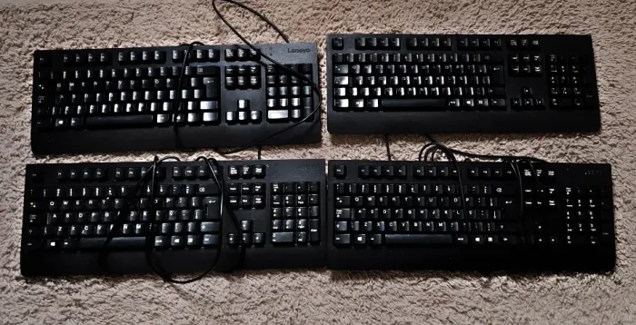 Teclados com Fio Lenovo e Cabos de Força (Lote ou Separados)