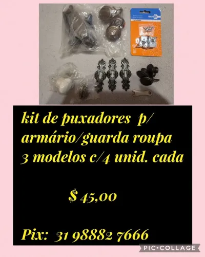 Kit puxadores para armário/guarda roupa