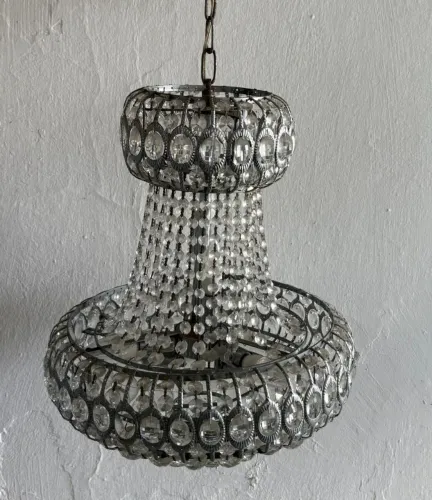 Lustre Pendente de Cristal Prateado com Cascata (acompanha as lâmpadas específicas)