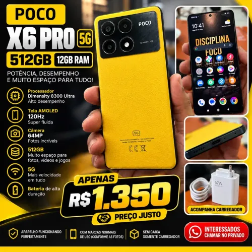 POCO X6 PRO 5G 512GB / 12GB RAM - R$ 1.350 | OPORTUNIDADE!