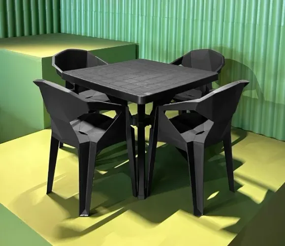 Conjunto Mesa Nature + Poltrona Diamante 4 Lugares 182kg Resistente Área Gourmet Moderna