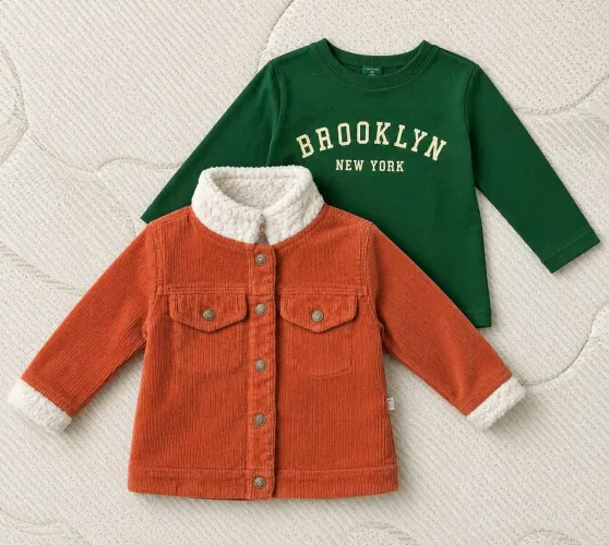 Jaqueta Infantil de Inverno + Blusa de Manga Longa
