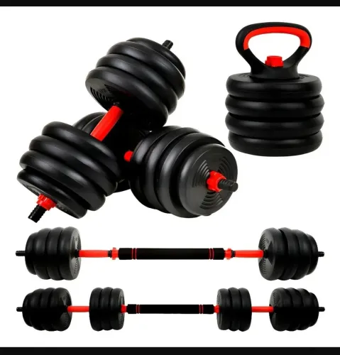 Peso Musculação kit 6 em 1 até 20kg halter Dumb ajustável cor preto