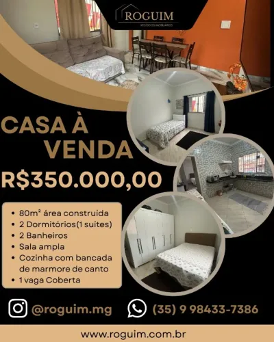 MG Casa à venda, 2 dormitórios, 2 banheiros, garagem px ao Cristo - Andrelândia- MG