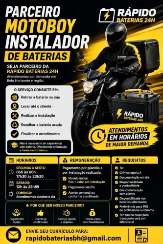 Motoboy Freelancer para Instalação de Baterias Automotivas ? BH
