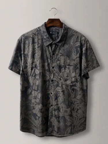 Camisa john john preta floral tamanho P 