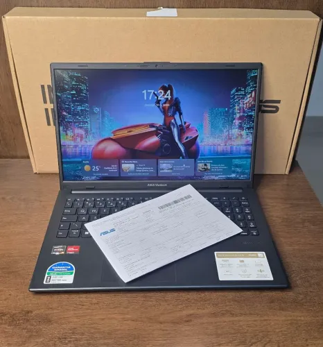 Notebook Asus VivoBook, Ac Cart, Ryzen 5 Série 7mil,8GB DDR5,SSD Nvme512GB,Wi-Fi 5G,Bat 5h