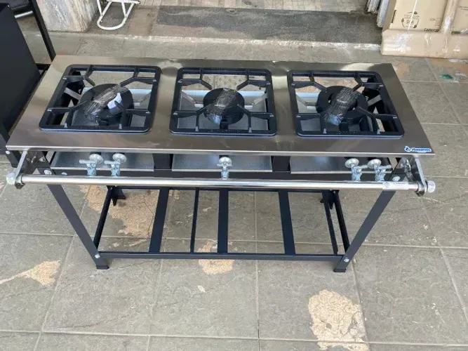 FOGAO 3 BOCAS COM ACABAMENTO EM INOX - NOVO