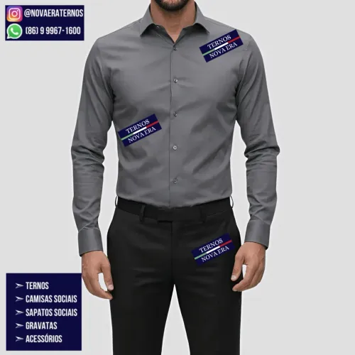 CAMISA SOCIAL SLIM FIT CINZA