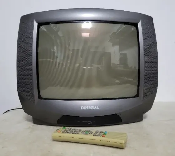 Tv De Tubo Cineral 14 Pol Colorida Stereo Controle Original Bivolt Cinza Escuro