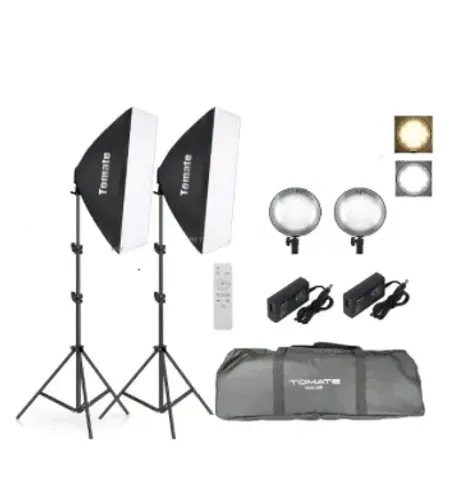 Kit Iluminação Led Tomate MLG-065 Studio Softbox Tripé Controle + Bolsa