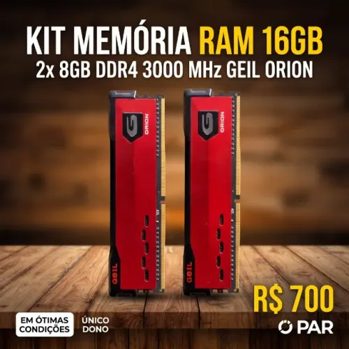 Kit Memoria RAM 16GB 2x8GB DDR4 3000MHz Geil Orion Vermelha CL16