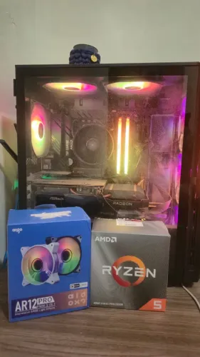 Kit Upgrade PC Gamer (Ryzen 5 4500 + Gabinete Vidro + 6 Fans + Teclado)
