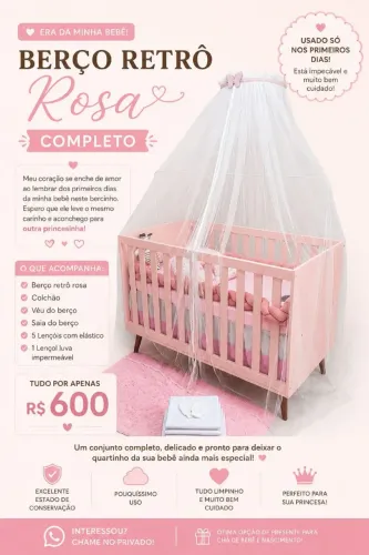 Berço Retrô Rosa