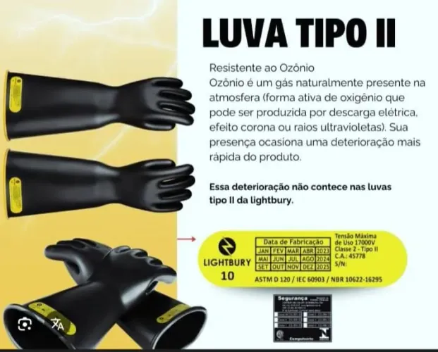 Luva de alta tensão tipo II 20kv com luva de raspa