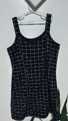 Vestido Xadrez preto e branco