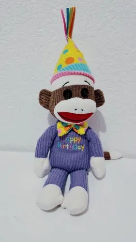 pelúcia Ty Beanie Babies "Happy Birthday" Sock Monkey