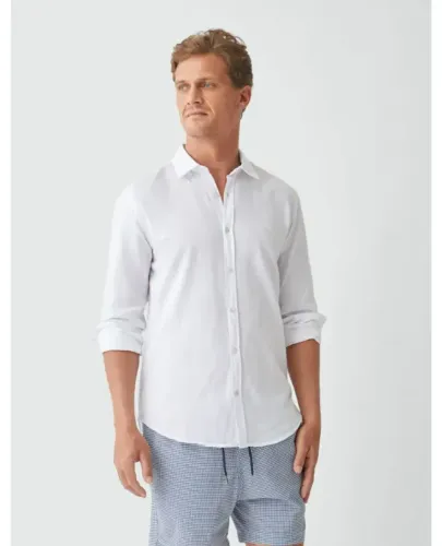 (Alta Costura) Camisa Slim Linho Branca Aviator