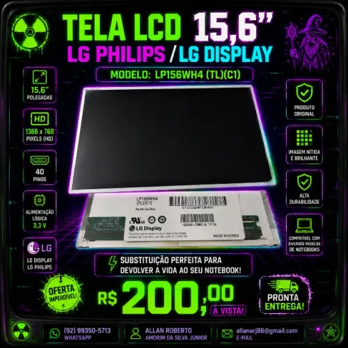 TELA DE NOTEBOOK - 15,6 POLEGADAS
