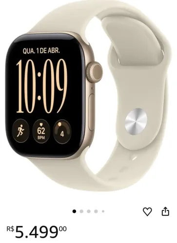 Apple Watch Series 12 light gold 1 ano garantia