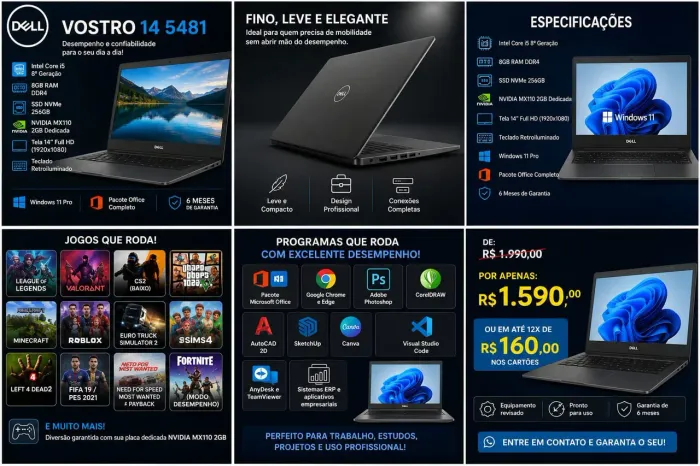 Notebook Dell Gamer i5 8th / Placa de Vídeo Nvidia / 6 Meses de Garantia