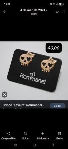 Brinco semi joia Rommanel