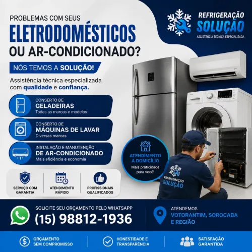 Conserto de geladeira, máquina de lavar e ar condicionado 