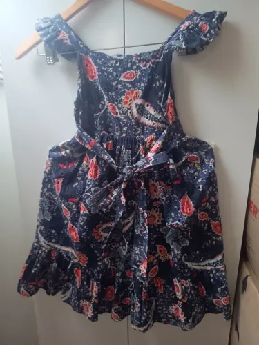 Vestido Infantil Le Lis Petit 100% Algodão Azul Estampado Em Laíse