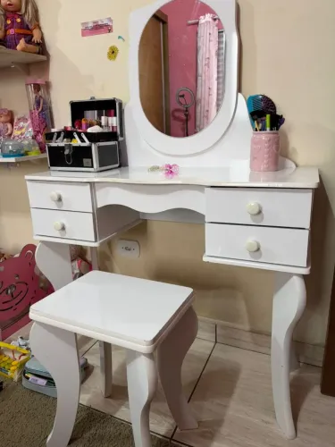 Penteadeira com 4 Gavetas Infantil c/ Banquete e
