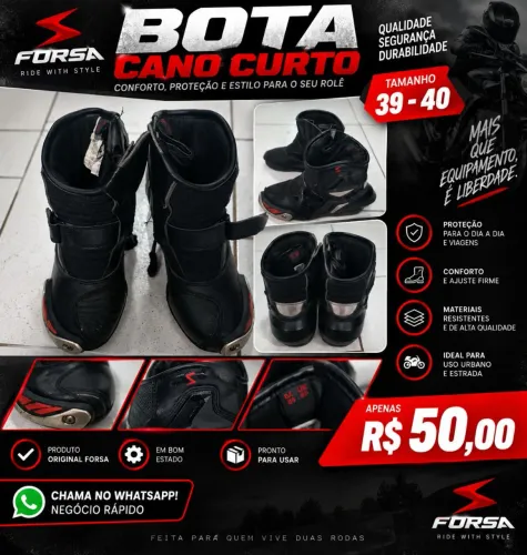 Bota cano curto Forsa 39 - 40