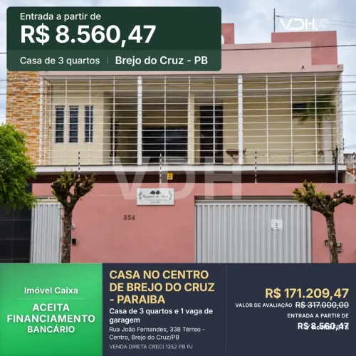 CASA NO CENTRO DE BREJO DO CRUZ - PARAIBA